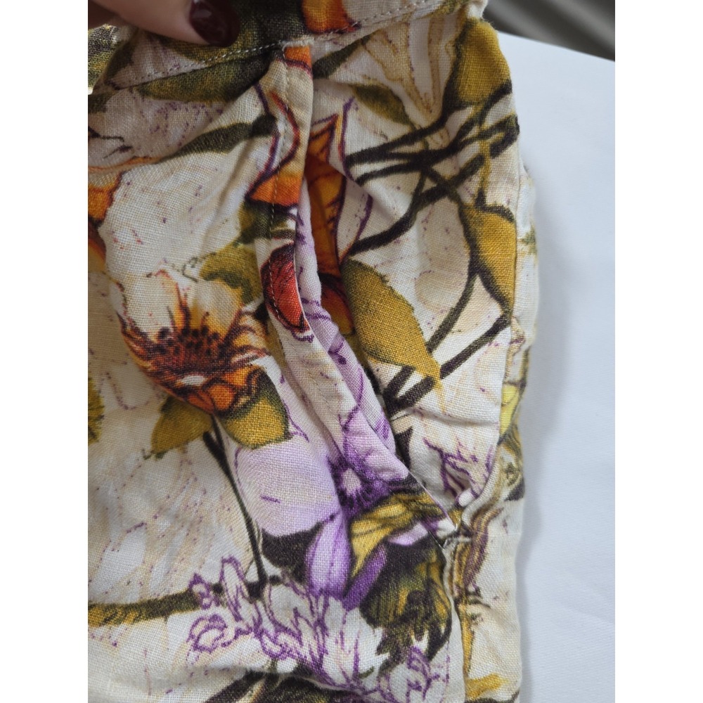 Chico's Linen Floral Pants Women's Size 16 XL Boho Tropical Pull On Wide Leg - Picture 7 of 9